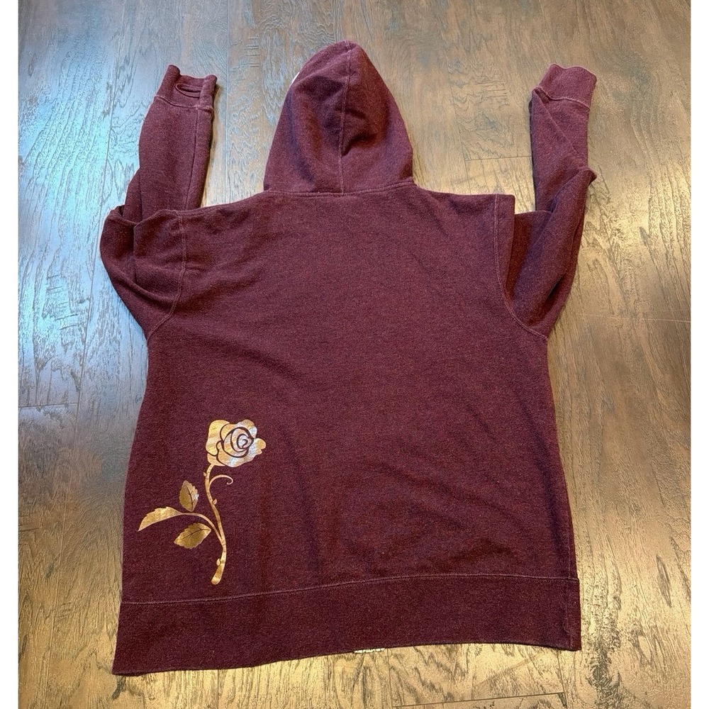 Rare Disney Parks Beauty‎ and the Beast Belle and Rose Burgundy Zip Hoodie - Picture 3 of 4